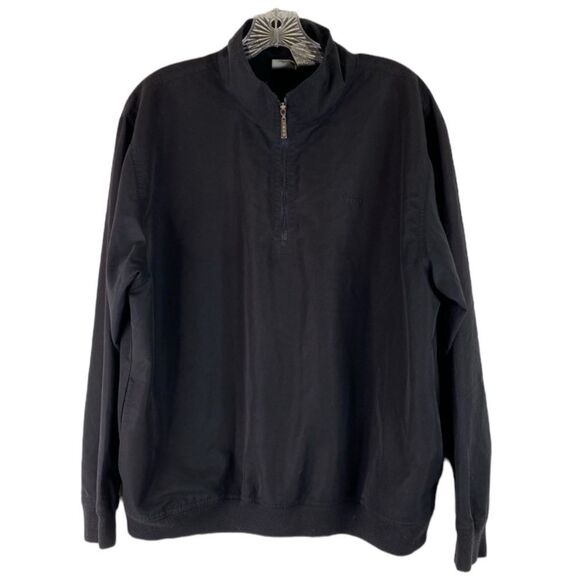 Izod Golf Black 1/4 Zip Long Sleeve Lightweight Pullover Pockets L - Picture 1 of 8